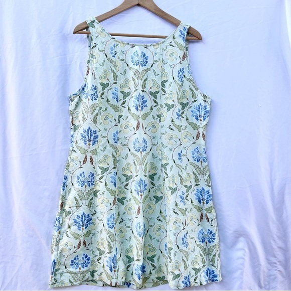 LOFT | NWT GARDEN LINEN BLEND SEAMED MINI SHIFT DRESS IN SEACREST SIZE 14 - Picture 6 of 12